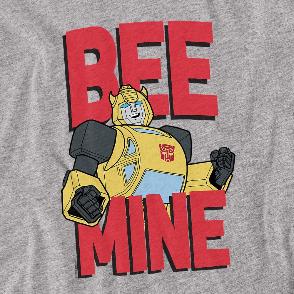 Transformers Valentine's Day Bumblebee Bee Mine Youth Long Sleeve T Shirt, Athletic Heather, Small