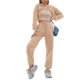 thumbnail image 1 of Traje deportivo con capucha de 3 piezas, abrigo con cordón, chaleco ajustado, pantalones con puños ceñidos, traje deportivo elástico suave, albaricoque S, 1 of 6