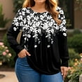 thumbnail image 5 of Xyxonk Womens Plus Size Tops Long Sleeve Loose Fit Shirts Crew Neck Pleated Vintage Floral Print Blouses Dressy Casual Winter Clothes L-5X, 5 of 5