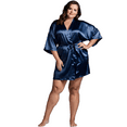thumbnail image 4 of Elegani Satin Kimono Navy Short Robe for Plus Size Women (XXLarge) - Luxurious Robes, 4 of 4