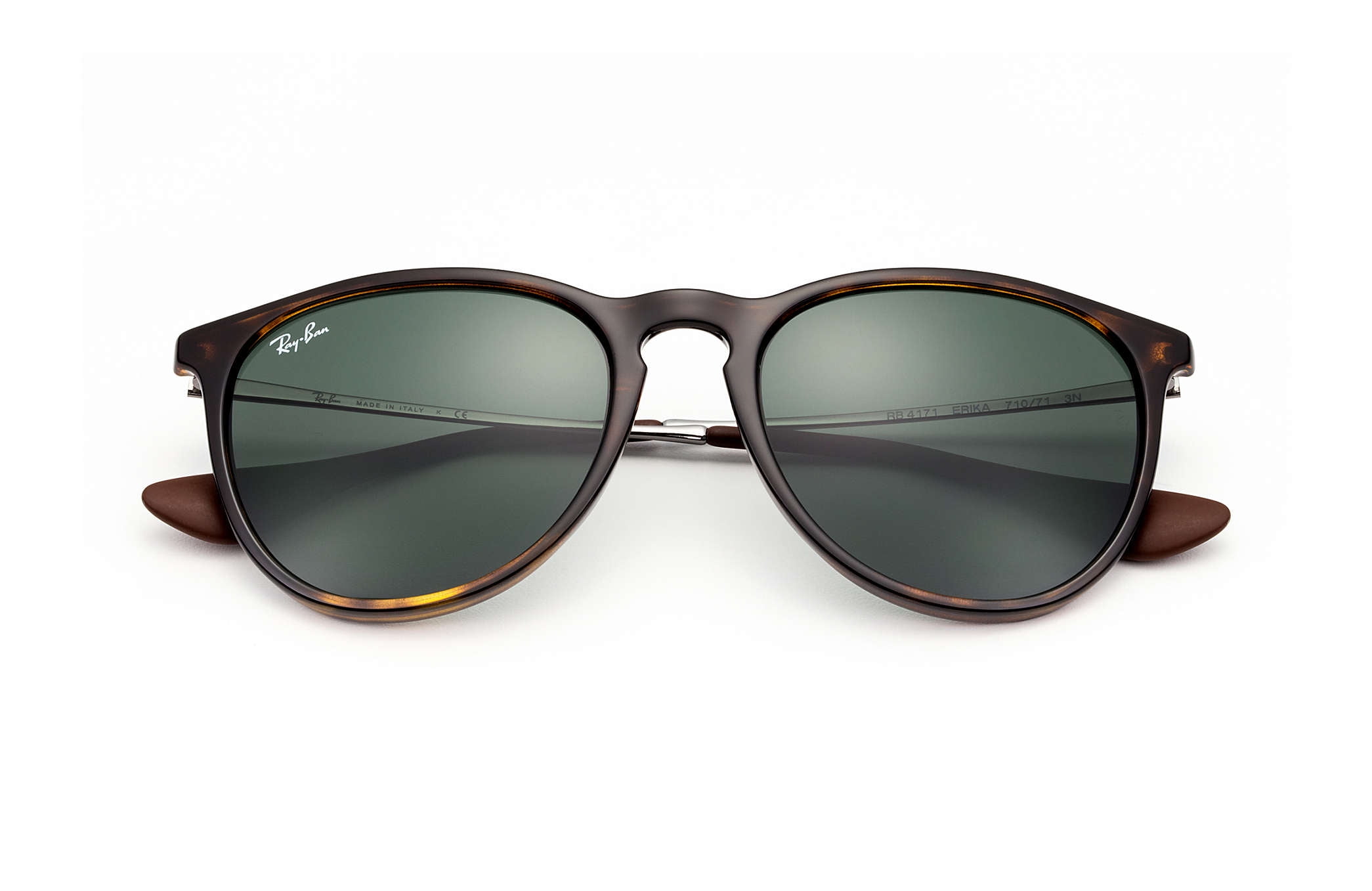 Ray-Ban Erika Pilot Sunglasses (710/71) Light Havana/Dark Green