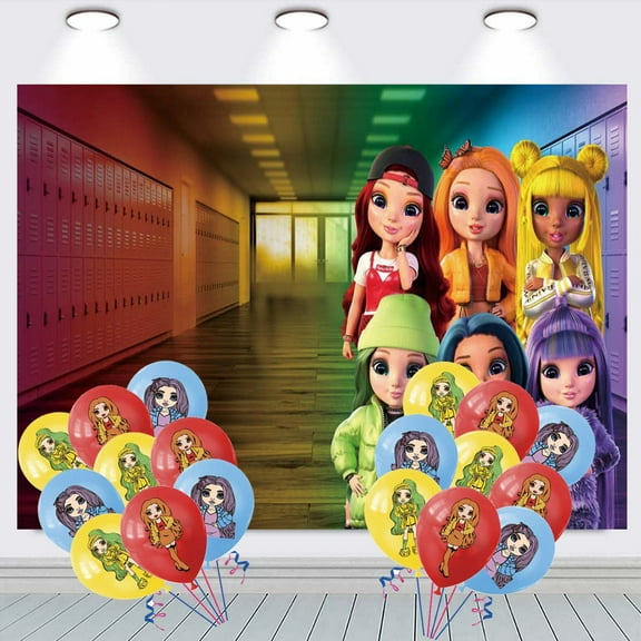 Rainbow High Dolls Backdrop Balloons Banner Party Decorations Taspestry Wall Decor Background Poster Supplies