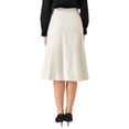 thumbnail image 3 of INSPIRE CHIC Women's A-Line Fall Elastic Waist Office Midi Tweed Skirts M Beige White, 3 of 5