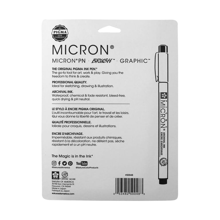  SAKURA Black Pigma Micron PN Pens .45mm 3/Pkg, 3 Count (Pack  of 1), Original Version : Arts, Crafts & Sewing