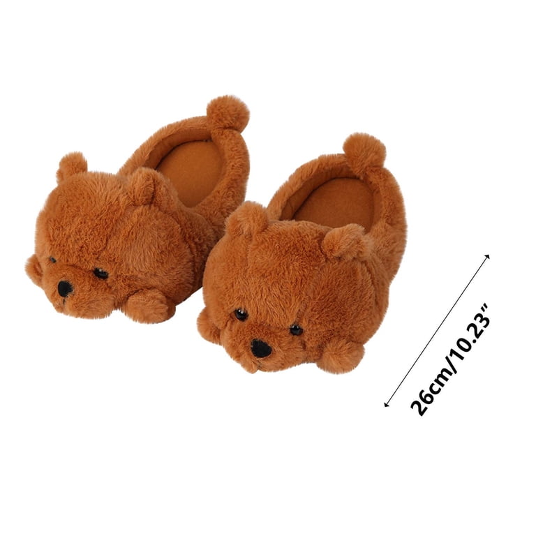 Mens Cozy Bear Slippers 9.5/10 NEW cozy cartoon bear fuzzy slippers men soft plush lined indoor  main image 3