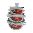 thumbnail image 2 of Lipstore 3 Pieces Enamel Stockpot with Lid Stew Bean Simmer Pot for Restaurant Dining D, 2 of 8