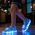 thumbnail image 5 of JAJAHO Girls Light Up Sandals For Summer Lightweight Open Toe Sparkly Water Beach Shoes Snap Sandals For Kids 4-9Y, 5 of 6