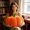 L, variant on Pumpkin Shaped Plush Cushion, Soft Cotton Fall Holiday Decor Pillow, Orange Stuffed Seat Pad for Halloween Thanksgiving Indoor Sofa Window Home Party Ornament