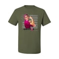 thumbnail image 2 of Wild Bobby, Breast Cancer Survivor Distressed American Flag, Breast Cancer Awareness, Men's Graphic Tees, Military Green, Small, 2 of 3
