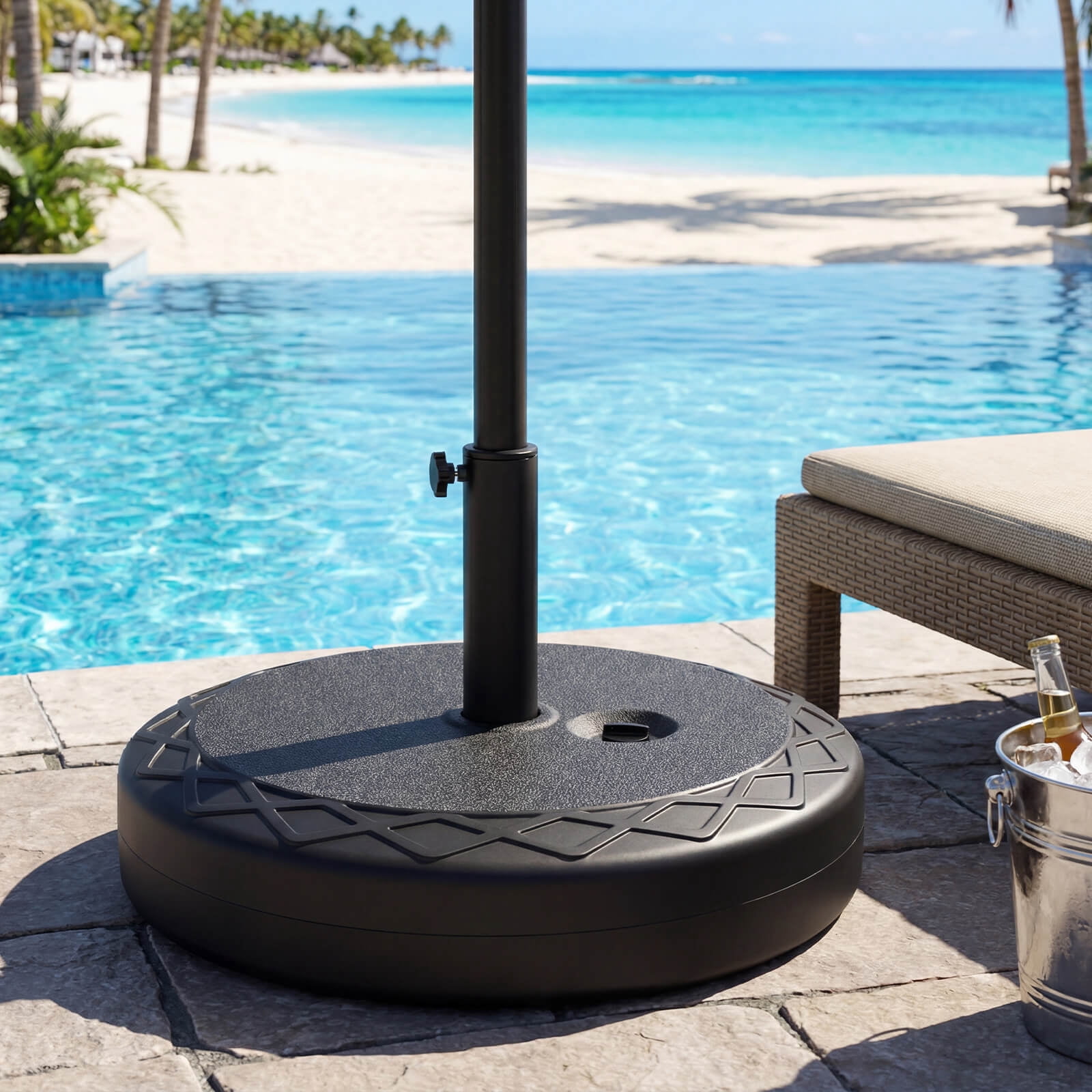 Costway Fillable Umbrella Base 90 LBS Heavy Duty,Sand Filled Round Market Umbrella Stand