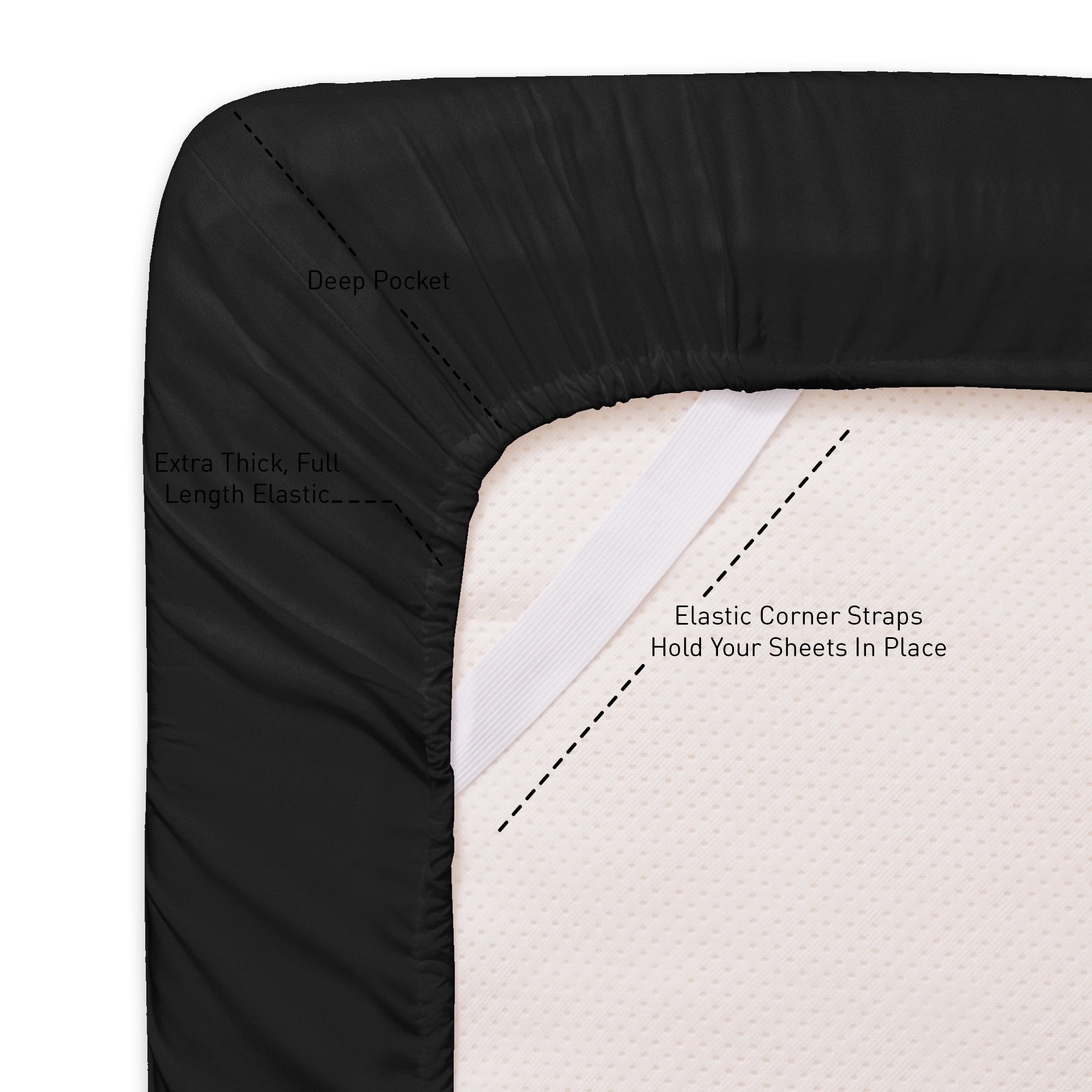 Sweet Home Collection 1800 Series Bed Sheets - Extra Soft Microfiber Deep Pocket Sheet Set - Black, Twin XL