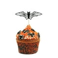 thumbnail image 3 of Halloween Bat Cupcake Toppers, 12Pcs Halloween Baking Birthday Cake Decorations, Black Glitter Bat Halloween Cupcake Decorations for Halloween Theme Baby Shower Kids Birthday Party Supplies, 3 of 8