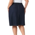 thumbnail image 4 of DARING DIVA Women's Plus Button Front High Waist A Line Midi Jean Skirt 3X Dark Blue, 4 of 6