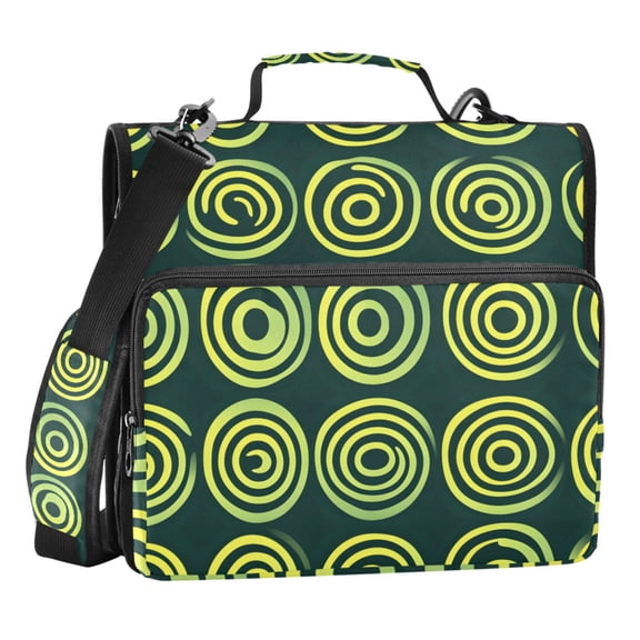 ALAZA Zipper Binder Green Circle Pattern 3 Ring Trapper Keeper File Folder Organizer Bag