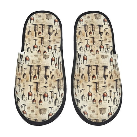 Balery Wine 1 Slient Indoor Furry Fleece Comfort House Shoes Soft Non-Slip Home Shoes Cotton slippers House Slippers-- Medium