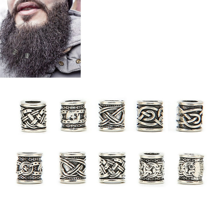 ANGGREK Viking Dreadlock Beads,10PCS Viking Beard Beads Alloy Antique Norse  Dreadlock Beads For Beard Hair DIY Bracelet Necklace,Beading Supplies