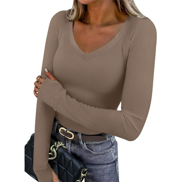 Hauts Tendance Chemise à Manches Longues pour Femmes Mode pour Femmes Hauts pour Femmes à Manches Longues T-Shirts de Base pour Femmes Hauts pour Femmes Couche de Base pour Femmes T-Shirts Ajustés