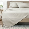 thumbnail image 1 of Bare Home Ultra-Soft Sheet Set - Premium 1800 Collection - Deep Pockets - 5-Pieces - Split King, Pinstripe - Stone/White, 1 of 8
