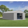 thumbnail image 3 of Arrow Classic 12 x 17 x 8 ft Flute Grey Steel Storage Shed, 3 of 20