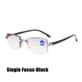thumbnail image 1 of 2024 Bifocal Progressive Reading Glasses Diamond-cut Men Blue Light Blocking Multifocal Eyewear Ultralight Rimless Eyeglasses single focus-black +250, 1 of 6