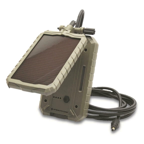 Stealth Cam Solar Battery Pack, 5,000 mAh Li-ion, 12V Solar Panel, Trail Camera Accessory, 10.95"