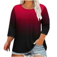 thumbnail image 3 of Ahuyic Womens Plus Size Top, Casual 3/4 Sleeve Blouse For Autumns And Winter, Womens Plus Size Printed Round Neck Three Quarter Sleeve Loose T-shirt Top, 3 of 5
