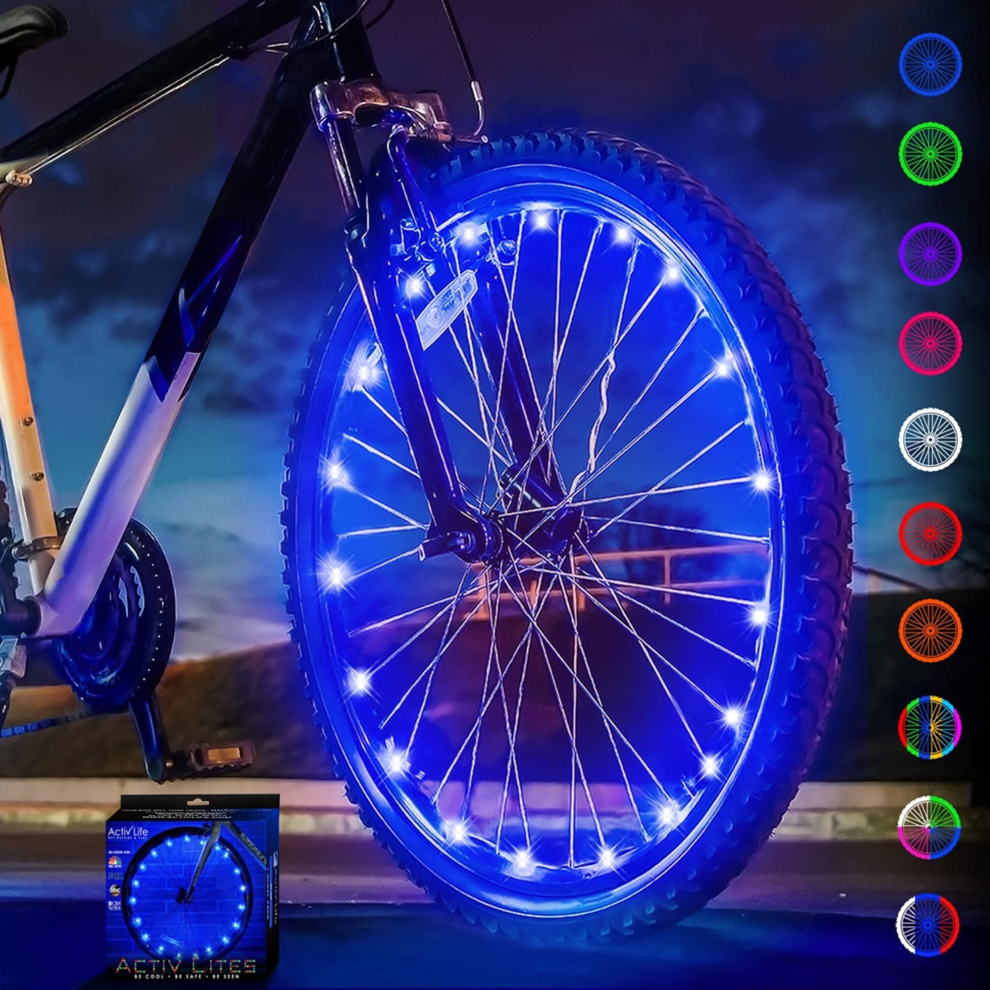 Cool Kids Boys Girls Bycicle Accessories Valve Light 7 Modes Colorful Lights Waterproof Bright Bicycle Light Strip for American Valve 2 Pack Funarrow Led Bike Wheel Lights