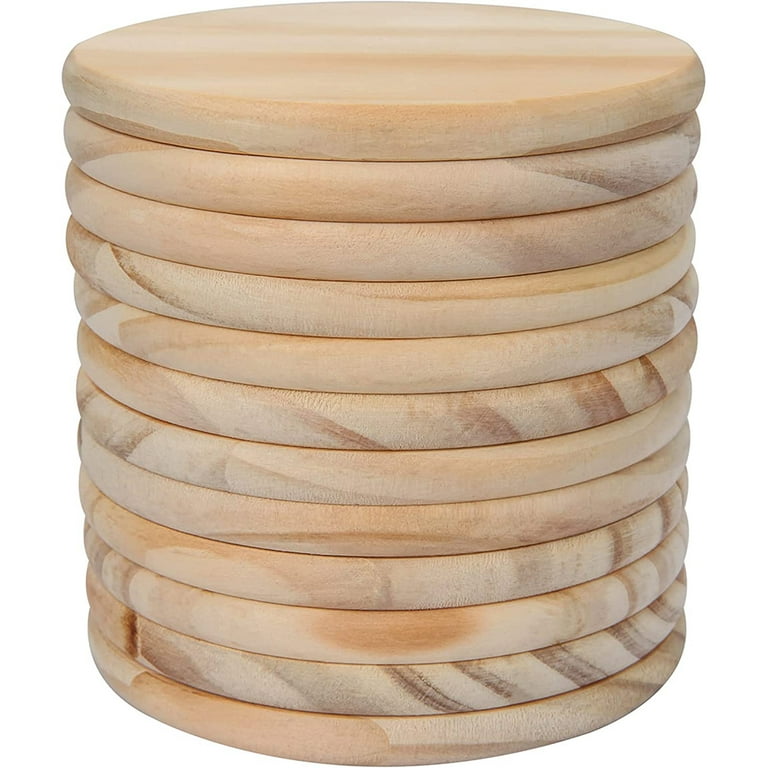 10Pcs Unfinished Wood Coasters, Blank Wooden Coasters with Non