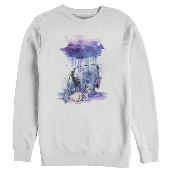 Men's Winnie the Pooh Rainy Watercolor Eeyore Sweatshirt White Large