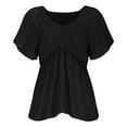 thumbnail image 4 of Women’s V Neck Smocked Peplum Top Ruffle Short Sleeve Babydoll Shirred Blouse Fashion Trendy Clothes Outfits 2025, 4 of 8