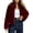 Burgundy, variant on Faux Fur Jacket Women Fluffy Winter Cropped Coats Zip Up Fuzzy Jackets Long Sleeve Furry Coat Fall Clothes