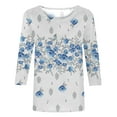 thumbnail image 4 of HKEJIAOI Polyester 3/4 Sleeve Tops pour Women Imprimé Graphique Col Rond Tops pour Women 2023, 4 of 5