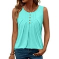 thumbnail image 3 of KISSMODA Women Summer Tank Tops Round Neck Sleeeveless Folded Front Tunic Casual Outfit 2025 Basic Loose Shirts, 3 of 6