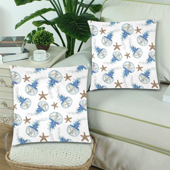 YUSDECOR Sea Animals Pillowcase Pillow Protector Cushion Cover 18x18 inch,Set of 2