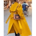 thumbnail image 2 of sicmoss Women's Yellow Double Breasted Wool Pea Coat Notch Lapel Midi Winter, 2 of 6