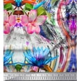 thumbnail image 1 of Soimoi Japan Crepe Satin Fabric Leaves & Tropical Flower Printed Fabric 1 Yard 42 Inch Wide, 1 of 3