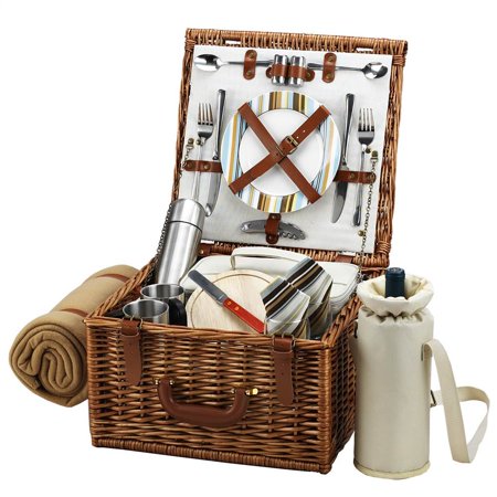 Picnic Coffee Set - Santa Cruz Cheshire Picnic Basket with Coffee Set and Blanket