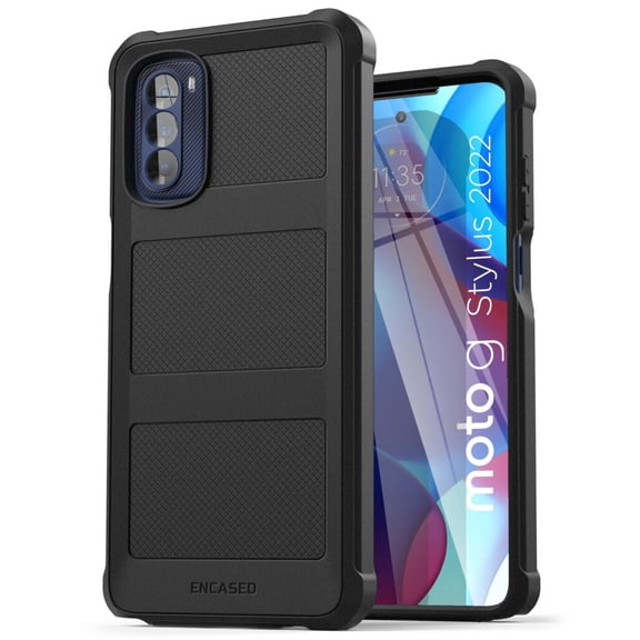 Encased Falcon Armor Designed for Moto G Stylus 2022 Case, Protective Heavy Duty Full Body Phone Case (Black)