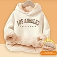 thumbnail image 4 of HUAXUN-Girls Sherpa Lined Hoodies Cute Graphic Hooded Sweatshirts Loose Comfy Long Sleeve Hoodie Winter Warm Pullover Tops with Pockets(Beige,3-4Years), 4 of 5