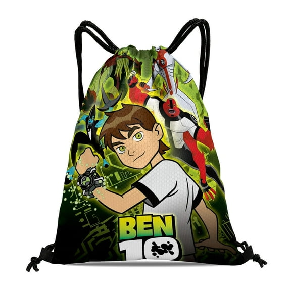 Ben 10-theme Drawstring Backpack Sports Gym Bag Water Resistant String Bag Cinch Bag，12''X16''（30X40cm）
