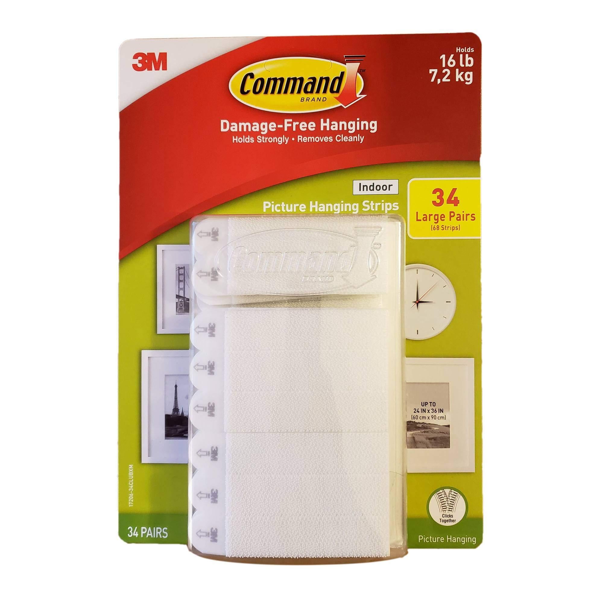 Indoor Picture Hanging Strips 34 Large Pairs 68 Strips 34 Pairs / 68