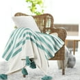 thumbnail image 6 of Ox Bay Blue/White Striped Cotton Throw Blanket, 50" x 60", 6 of 11