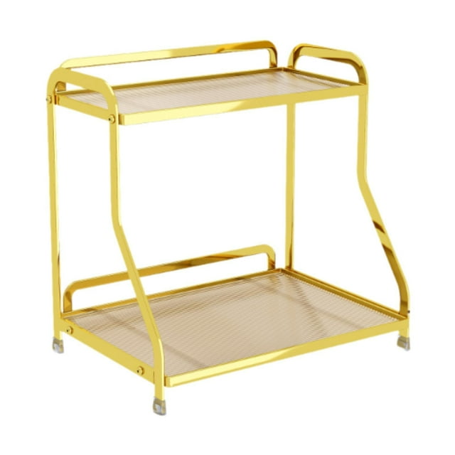 Organizador de encimera de baño, organizador de maquillaje, organizador de lavabo, estante de 2 niveles para Oro