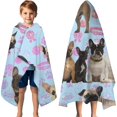 thumbnail image 3 of French Bulldogs Hooded Bath Towel，60"x35" for Ages 3 To 12 Kids, Quick Dry Lightweight Soft Microfiber Hood Beach Towel Cover Up for Kids, 3 of 7