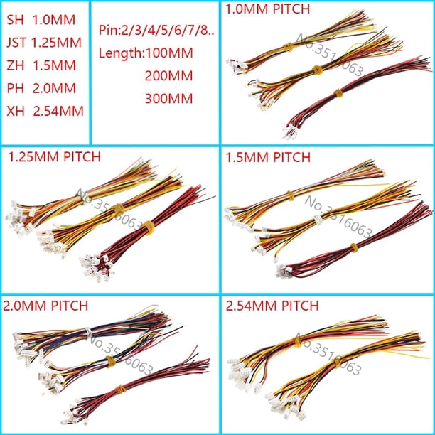 10 Uds 1,0 1,25 1,5 2,0 2,54 SH/JST/ZH/PH/XH 1,0 MM 1,25 MM 1,5 MM 2,0 MM 2,54 MM conector hembra con cable 2/3/4/5/6/7/8/P Pin Tan Jianjun unisex