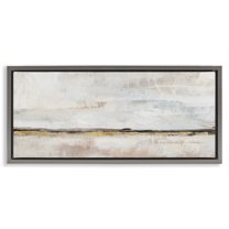 Stupell Industries Neutral Horizon Landscape Abstract Painting Gray Floater Framed Canvas Art Print Wall Art, 25 x 11