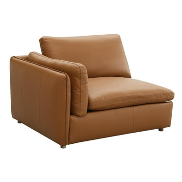 ACME Brighton Contemporary Top Grain Leather Upholstered Sectional Sofa in Tan