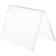 Plymor Clear Acrylic Folded A-Frame Holder for 2 Signs or Photos, 5" H x 7" W x 4.5" D