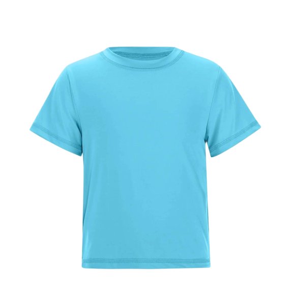 CYRBOKO Kids Boys Athletic Tops, Short Sleeve Summer Casual Quick-dry Basic Tees Boys T-shirts Blue Size 10-12 T
