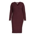 thumbnail image 5 of Terra & Sky Women's Plus Size V-Neck Sweater Dress, 5 of 5